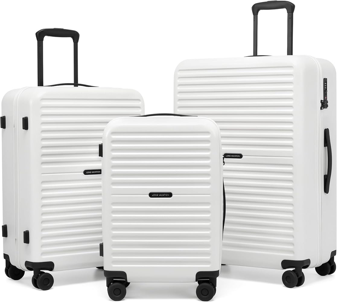 LONG VACATION Luggage Sets, PC+ABS Lightweight Suitcase with Spinner wheels, 3 Piece Luggage Set ... | Amazon (US)