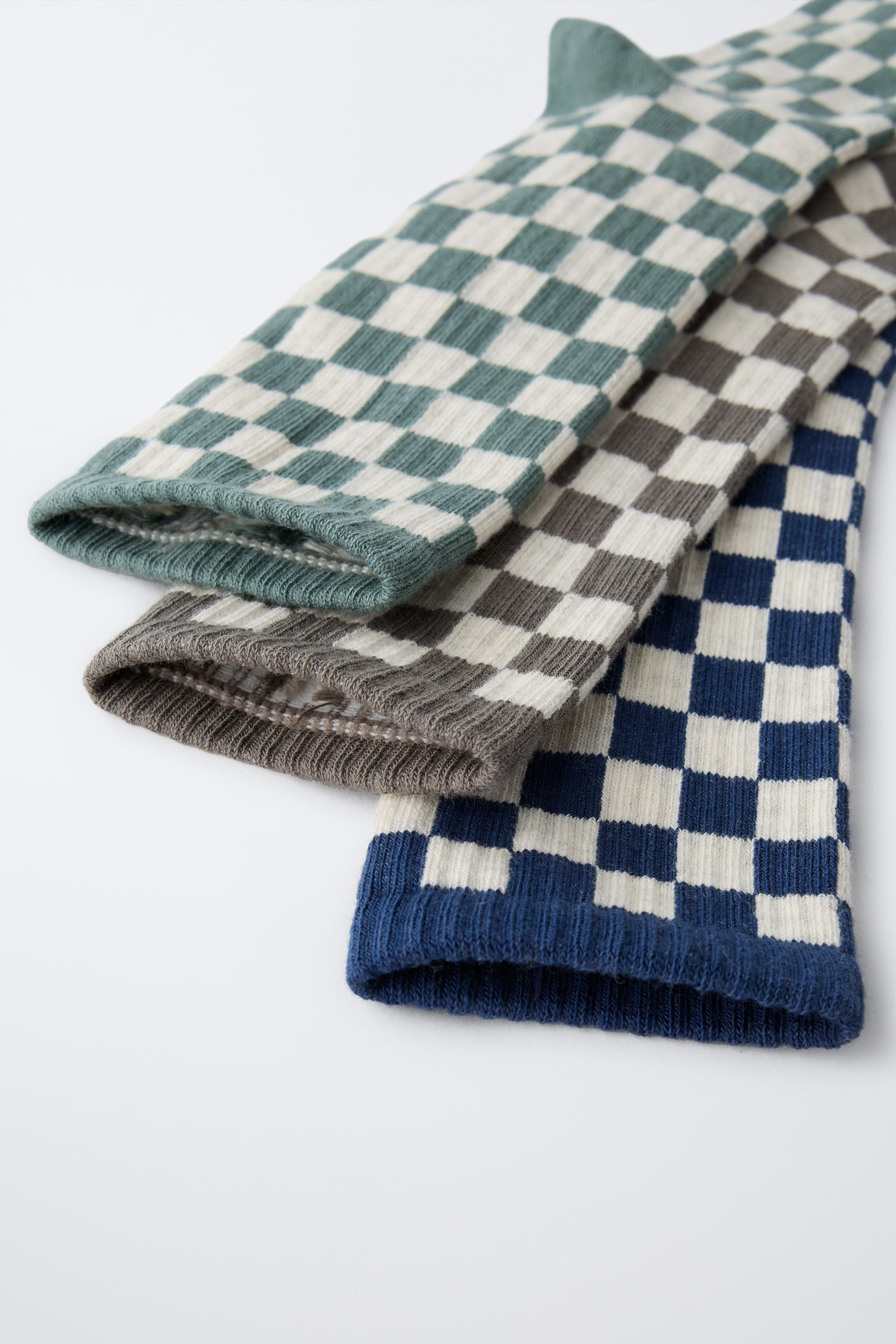 3-PACK OF CHECKERBOARD MID-CALF SOCKS | Zara UK