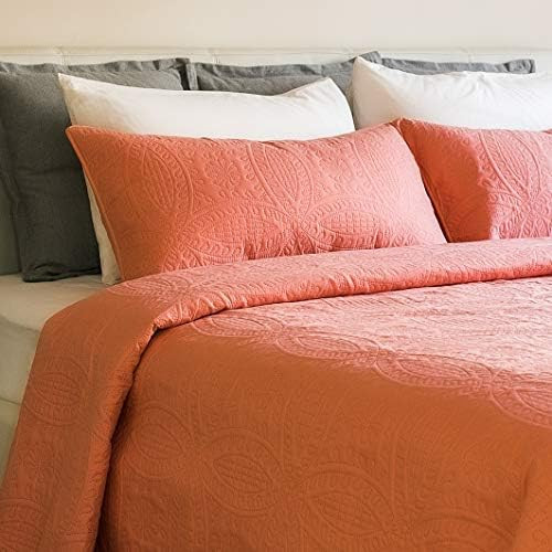 Mezzati Bedspread Coverlet Set Coral-Rose – Prestige Collection - Comforter Bedding Cover – Brushed  | Amazon (US)