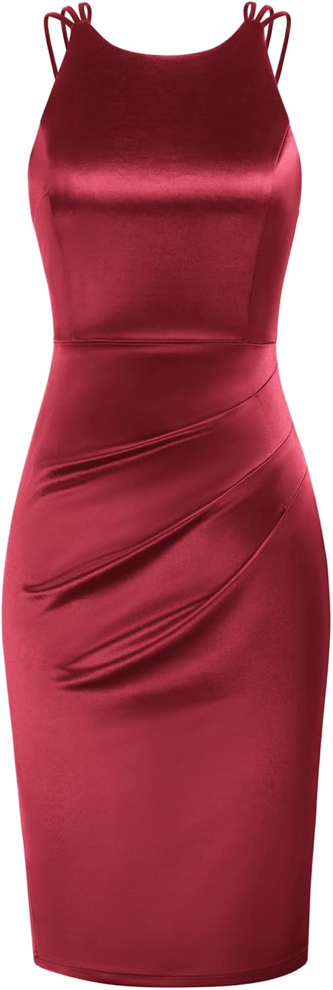 GRACE KARIN Women's Satin Slip Dress Sleeveless Criss Cross Backless Ruched Bodycon Cocktail Part... | Amazon (US)