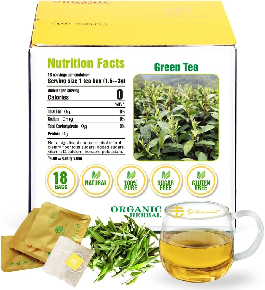 Soilmount Organic Longjing Tea - Chinese Green Tea - 18 Individually Wrapped Packets - Fresh Arom... | Amazon (US)