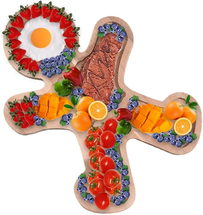 Bantlou Gingerbread Man Bamboo Cheese Board, 16 Inch Serving Tray, Extra Large Charcuterie Board ... | Amazon (US)