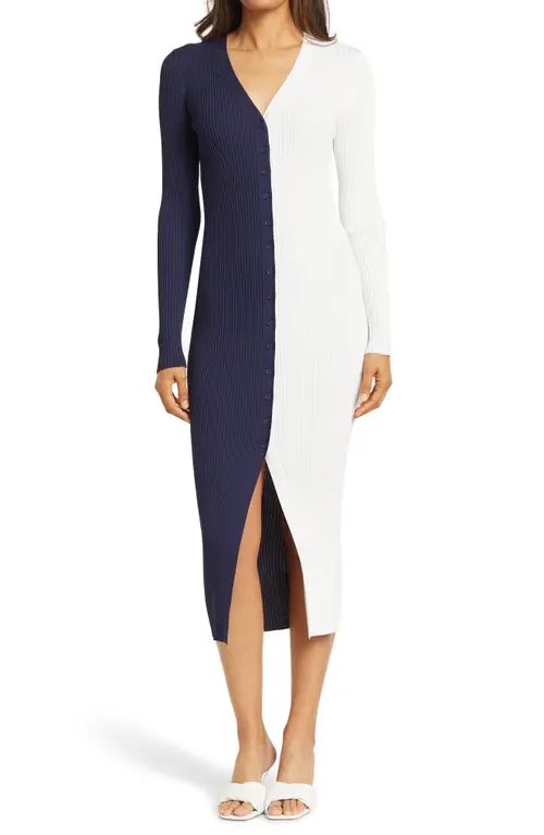 STAUD Shoko Colorblock Sweater in Navy/White at Nordstrom, Size Medium | Nordstrom