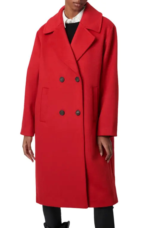 Bernardo Relaxed Double Breasted Coat in Red at Nordstrom, Size Large | Nordstrom