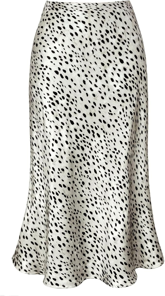 Women's Satin High Waist Hidden Elasticized Waistband Flared Casual A Line Midi Skirt | Amazon (US)