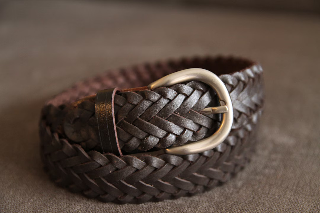 Braided Leather Belt Casual Dress  Modern Cinch Belt  Brown - Etsy | Etsy (US)