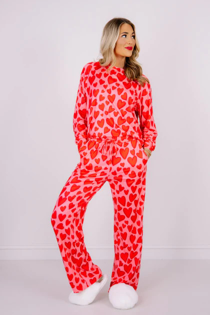 DOORBUSTER Red Heart Wide Leg Pajama Set | The Willow Tree