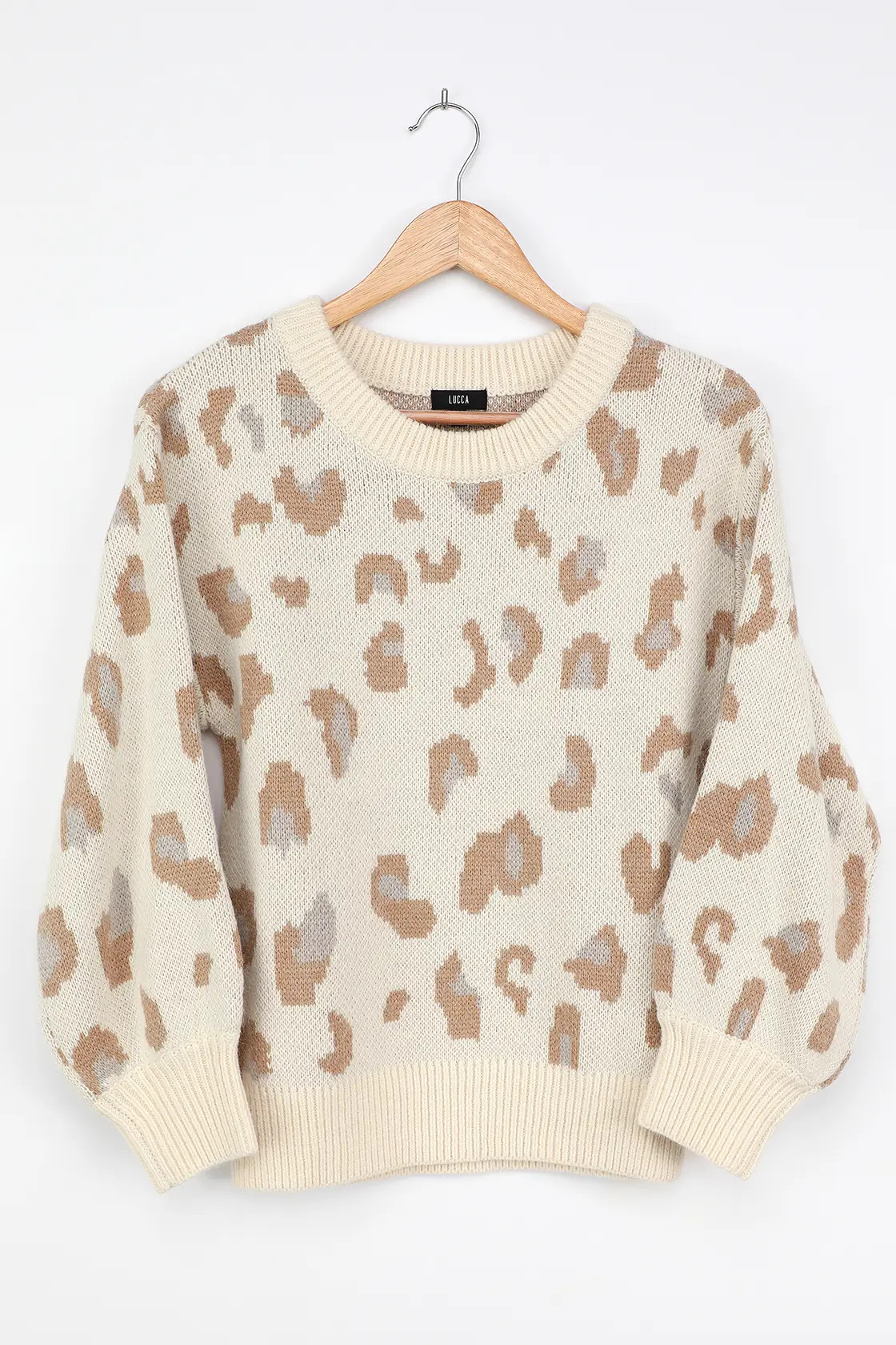 Prideful Style Ivory Leopard Print Balloon Sleeve Sweater | Lulus (US)