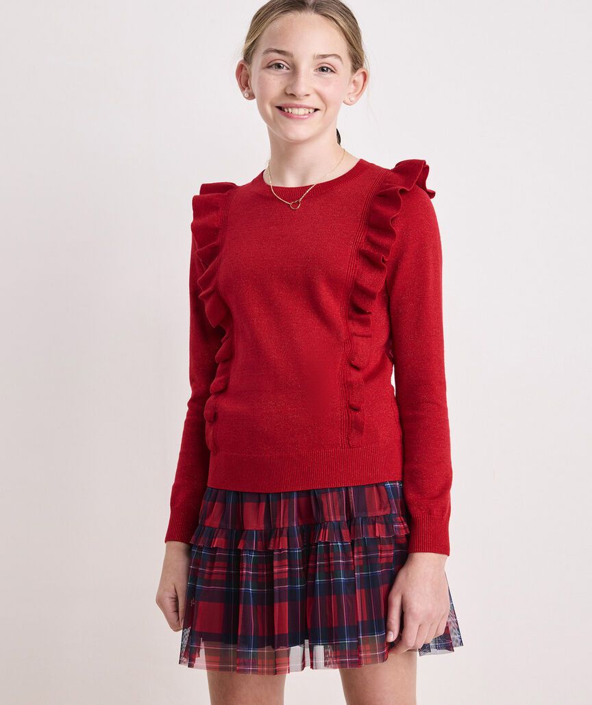 Girls' Ruffled Crewneck Sweater | vineyard vines