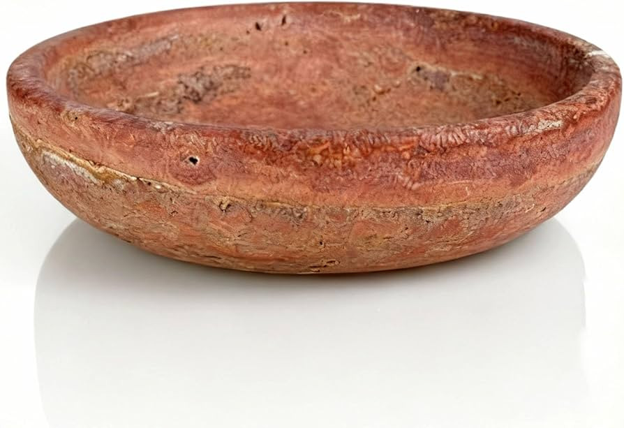 Red Travertine Bowl, 7.8" Natural Stone Centerpiece for Bohemian Entryway & Office Desk Home Deco... | Amazon (US)