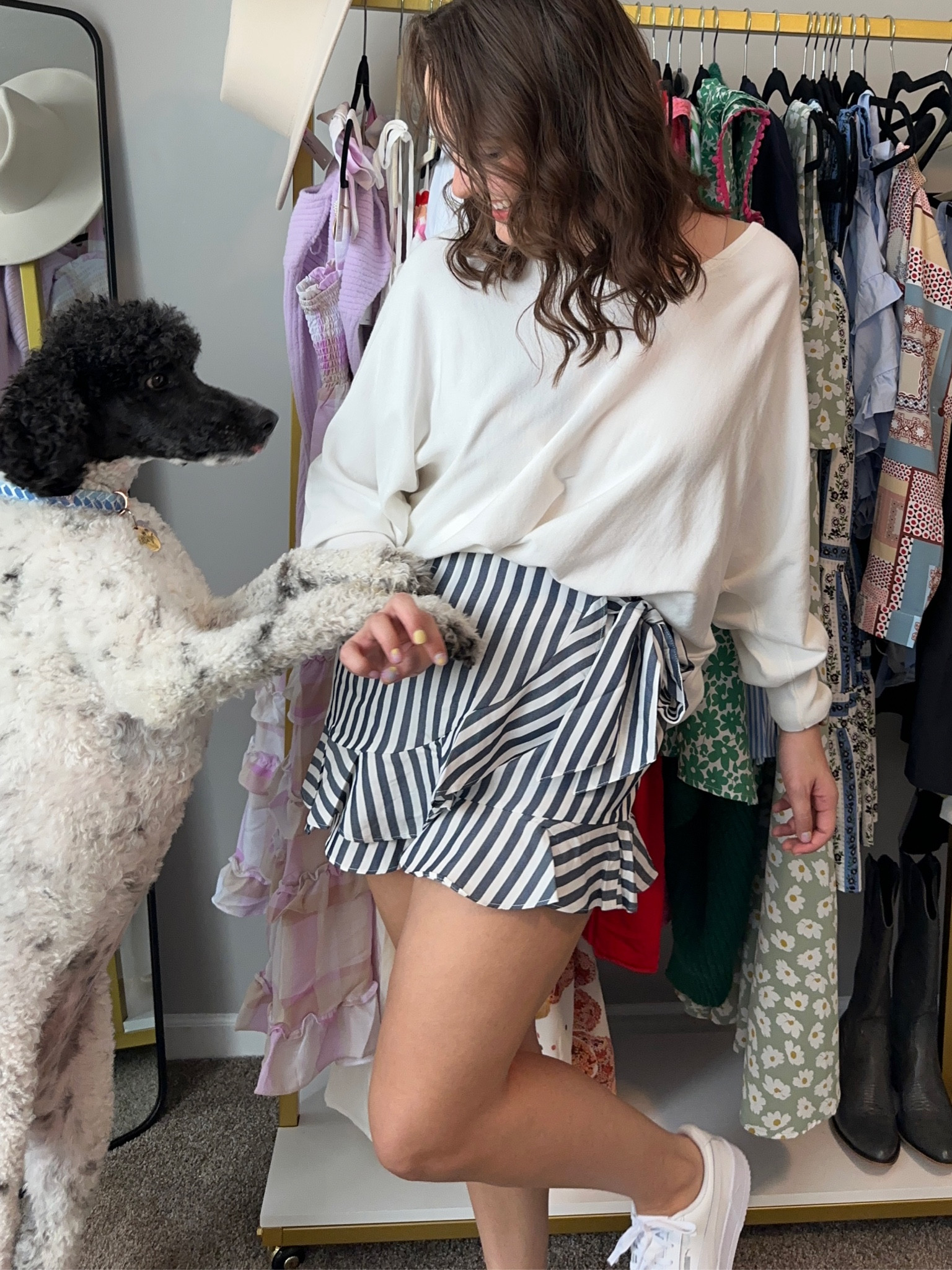 Cute blue and white tie ruffle skort outfit!

#LTKFind #LTKunder50 #LTKfit