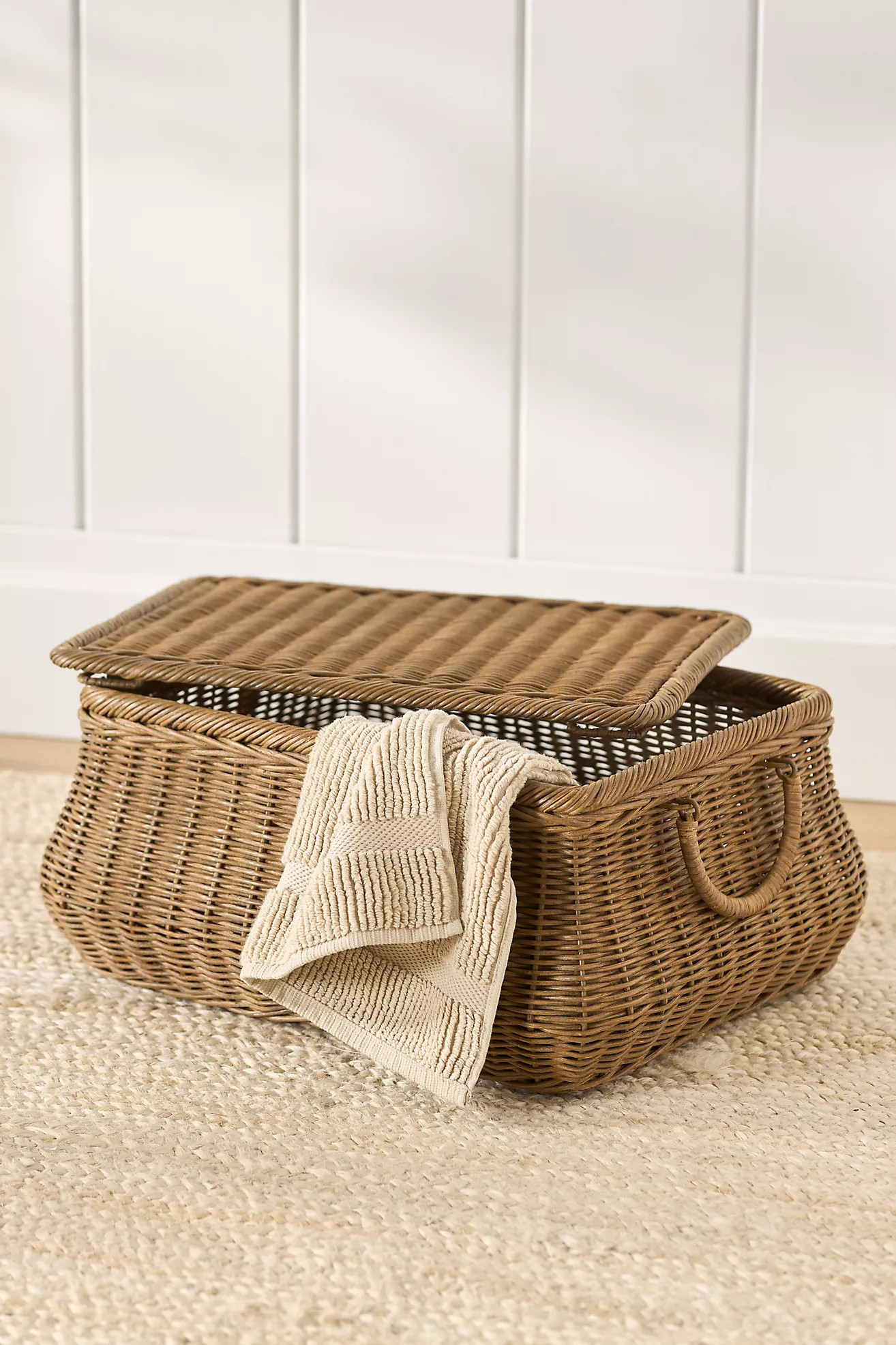 Woven Lidded Wicker Basket with Handles | Anthropologie (US)
