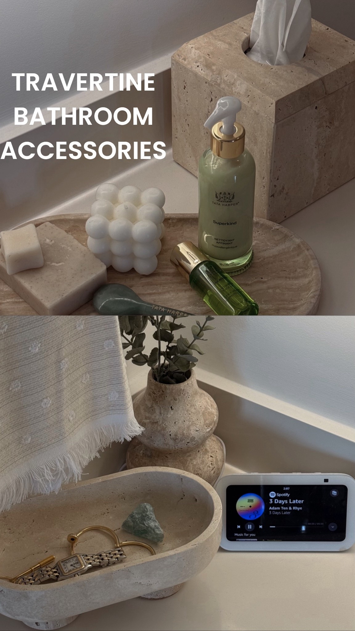 Travertine bathroom accessories 

#LTKHome #LTKFindsUnder50 #LTKFindsUnder100