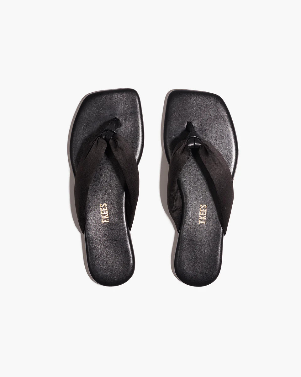 TKEES Lennon Leather Flip Flops in Sable | TKEES