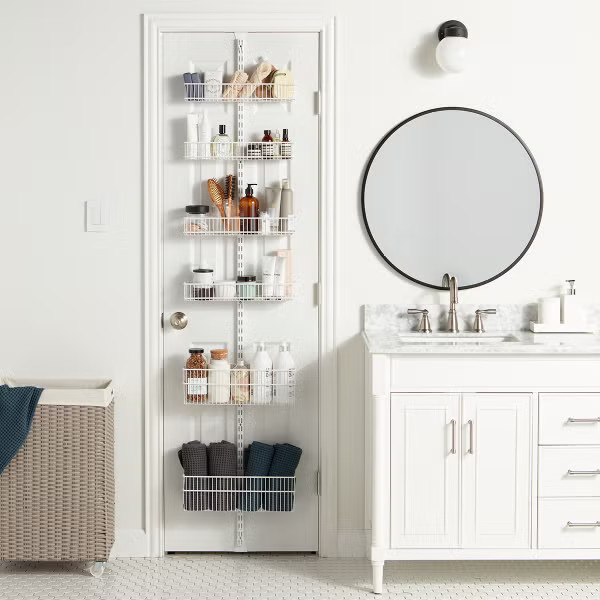 Elfa White 80" Over the Door Rack Solution | The Container Store
