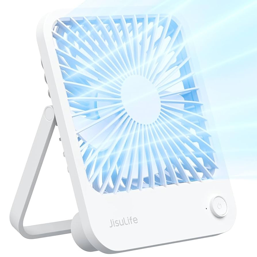 JISULIFE Desk Fan Battery Rechargeable, 4500mAh 180°Foldable Portable Personal Fan, 4 Speeds Adj... | Amazon (US)