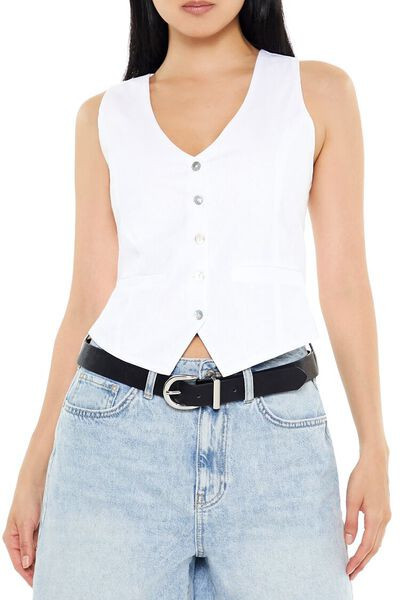 Sleeveless Button-Up Crop Top | Forever 21