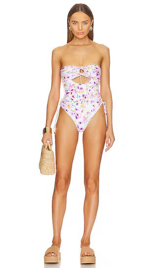 Dilara One Piece in Lilac Blossoms | Floral One Piece Swimsuit | White One Piece Swimsuit | Revolve Clothing (Global)