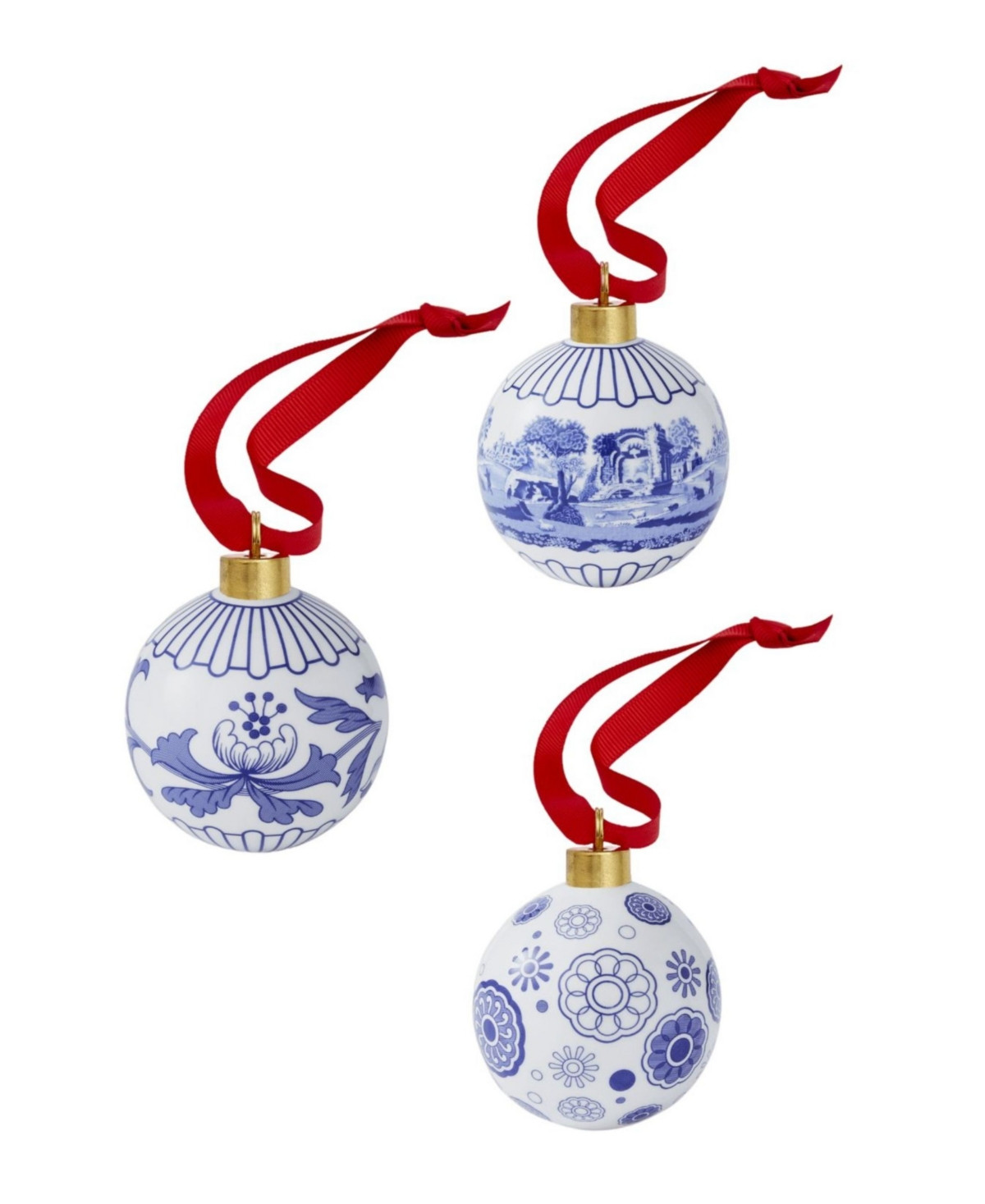 Spode Blue Italian Bauble Ornaments, Set of 3 - Blue | Macy's