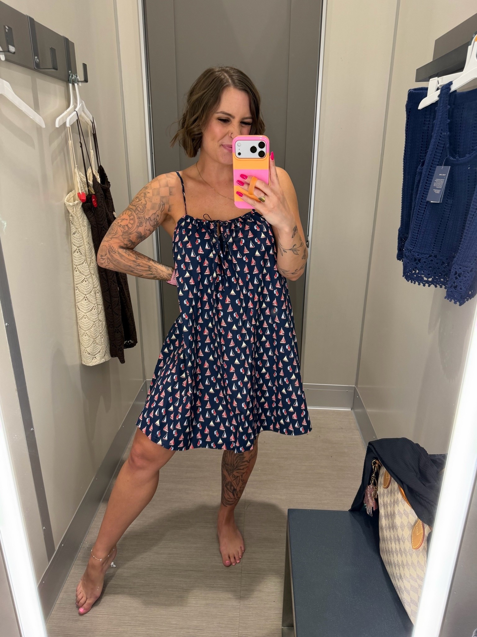 How cute is this dress?! It was in the swim section but it’s not see through so can be worn as a dress or swim cover up. I’m wearing a small. Runs oversized. Has little sailboats in it.

#LTKSeasonal #LTKSwim #LTKTravel