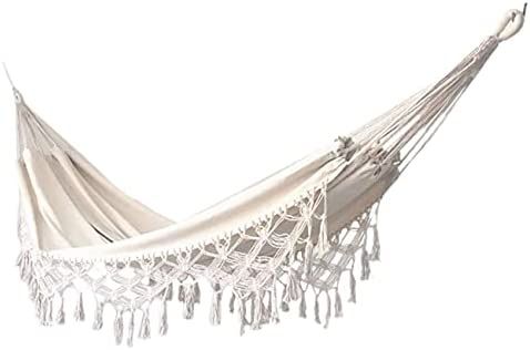 Xuanmuque Double Sized White Hammock with Elegant Tassels and Fishtail Knitting Includes Tie Ropes a | Amazon (CA)