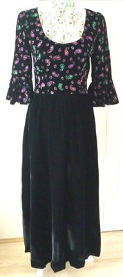 JOHN CHARLES vintage black VELVET sparkly PAISLEY JEWEL BEADED 70's dress 8 36   | eBay | eBay US