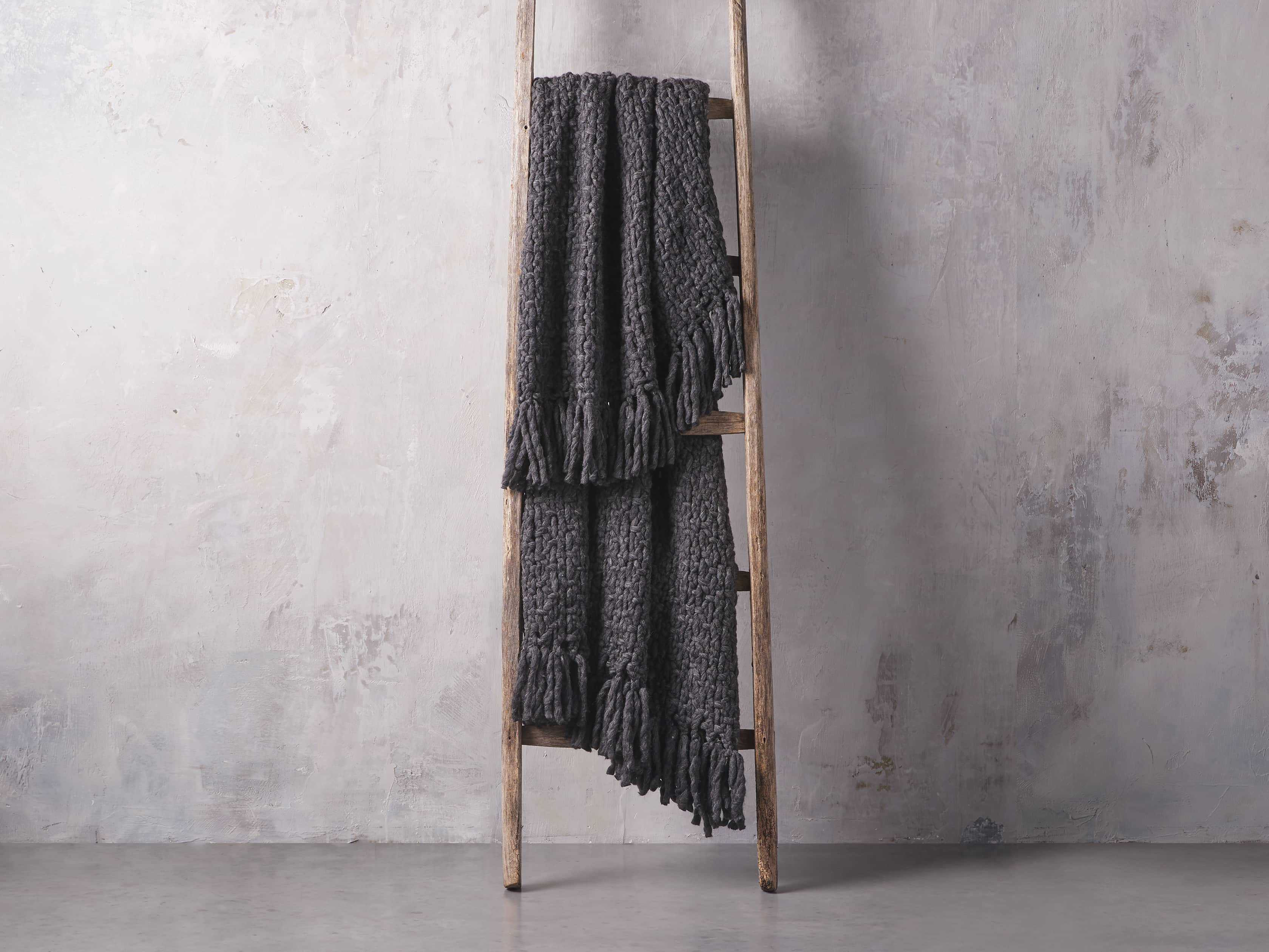 Chunky Knit Charcoal Throw | Arhaus