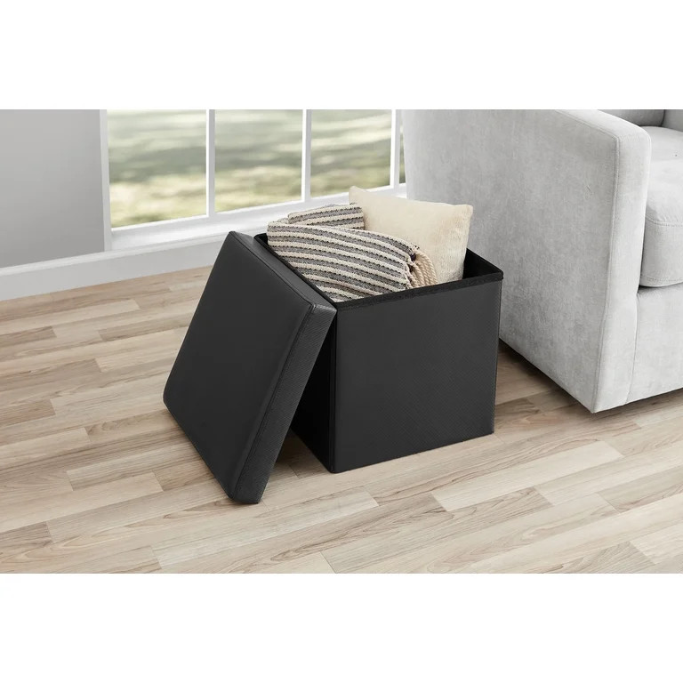 Mainstays Collapsible Storage Ottoman, Black | Walmart (US)