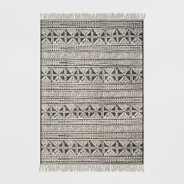 Tasseled Outdoor Rug Charcoal - Opalhouse™ | Target