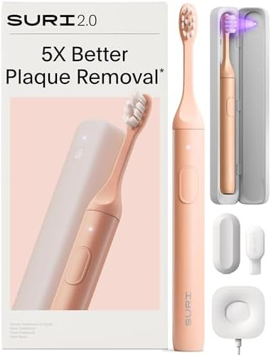 SURI 2.0 New Sonic Electric Toothbrush with Pressure Sensor & UV-Cleaning Travel Case | 1 Month+ ... | Amazon (US)