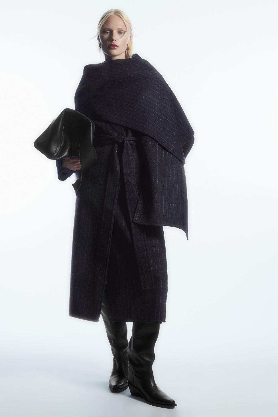 OVERSIZED PINSTRIPED WOOL SCARF COAT | COS (US)
