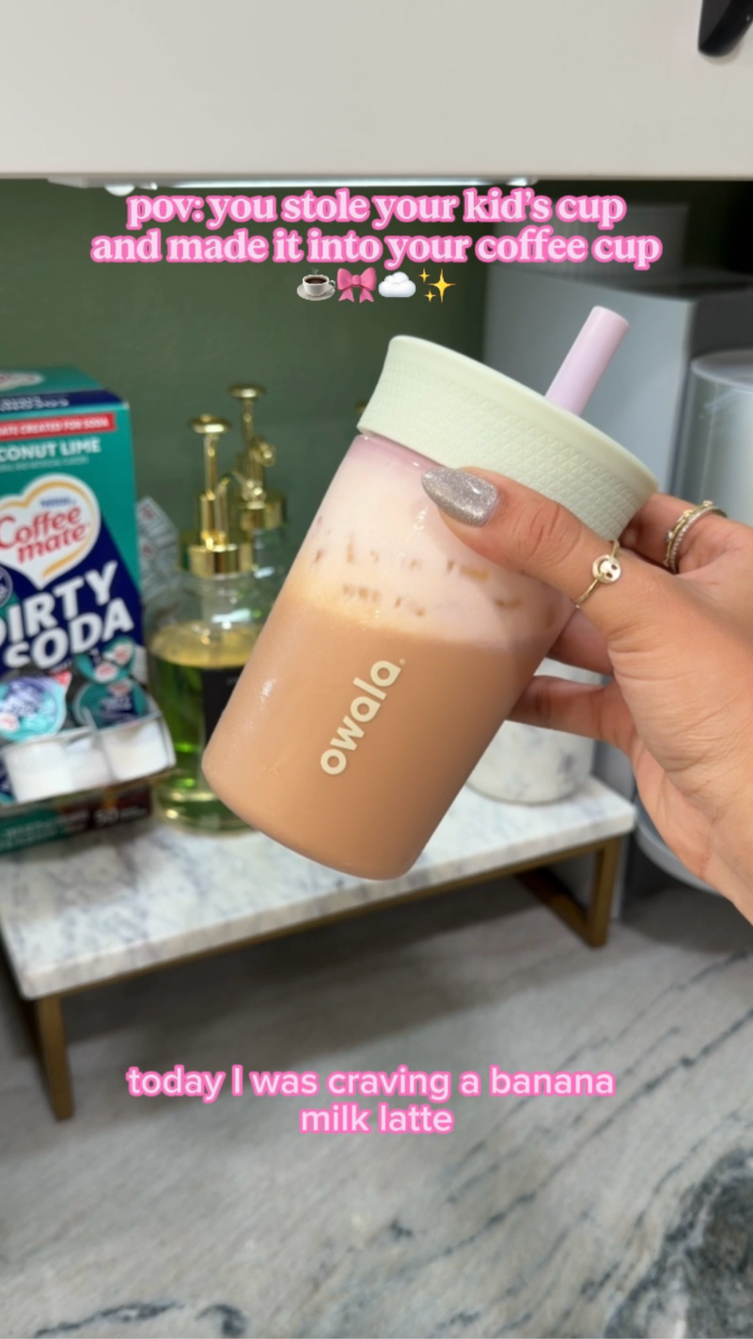 Banana milk collagen latte and a sippy cup goes together so well. 🍌🎀☕️✨

#LTKfoodie