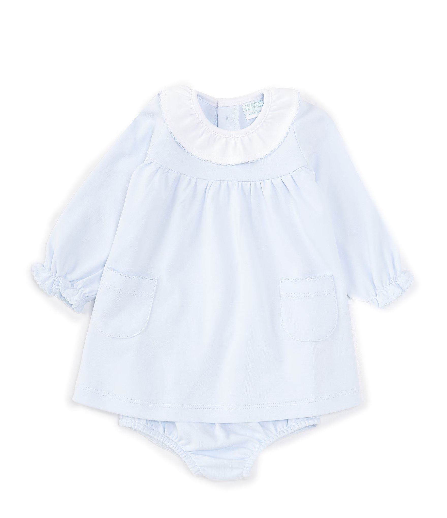 Baby Girls 3-24 Months Ruffle Round Neck Long Sleeve Solid Knit Dress | Dillard's