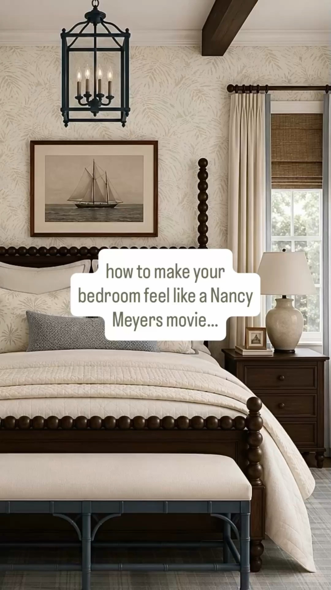 Who doesn’t want a Nancy Meyers bedroom…😍 #nancymeyersaesthetic #nancymeyers #coastalgrandmother #nancymeyersinteriors #fatherofthebride
