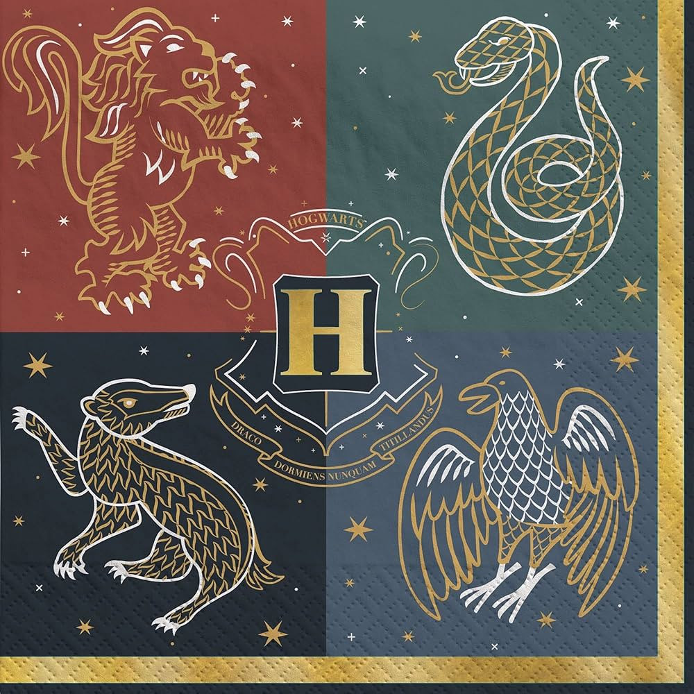 Harry Potter Hogwarts United Paper Party Napkins - 5" x 5" | Multi-color | Pack of 16 | Amazon (US)