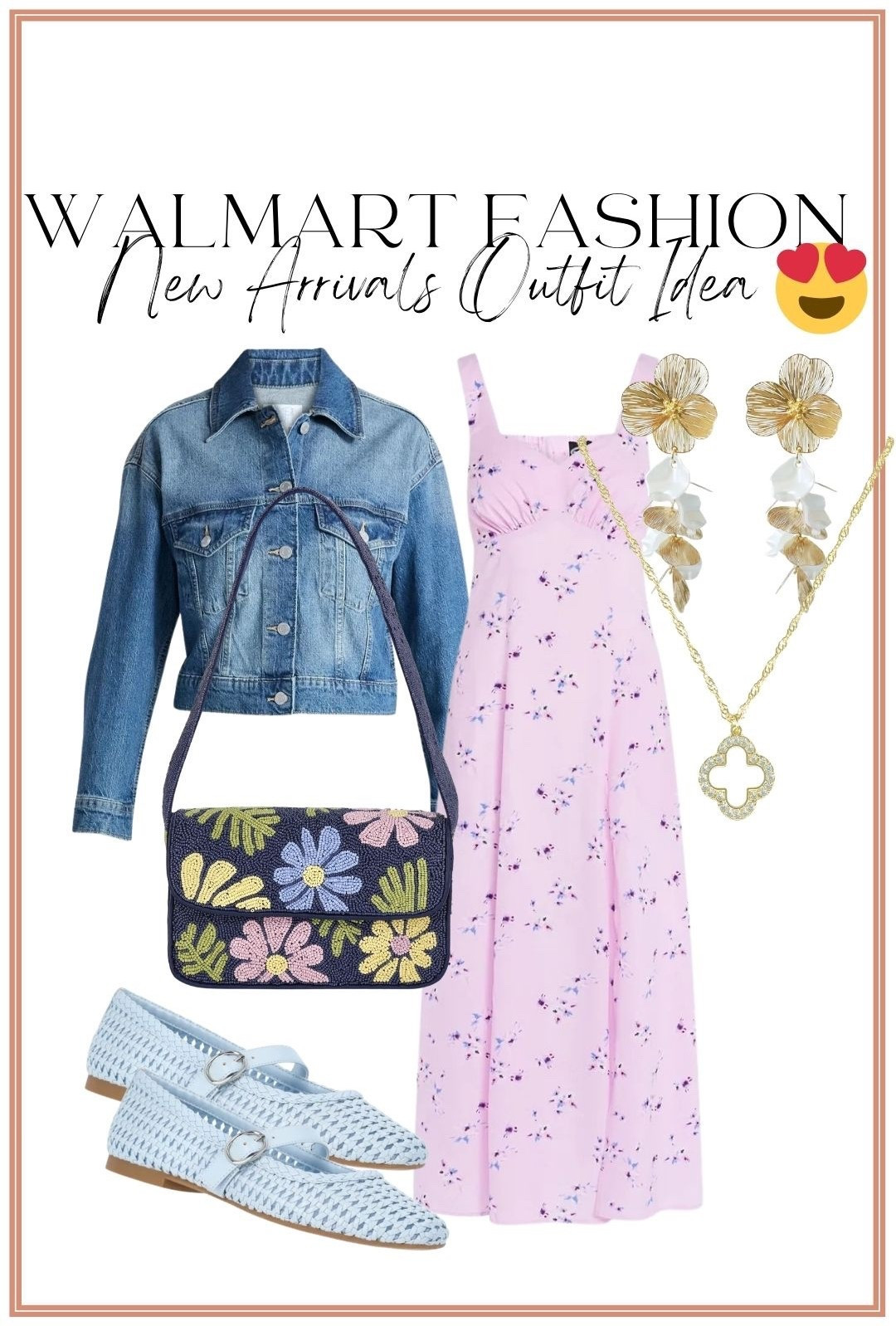 Walmart fashion new arrivals outfit idea I can’t stop talking about 😍 This look is giving boutique vibes but everything is from Walmart and so affordable! The pink floral dress is so flattering and perfect for spring, and I love it layered with this cropped denim jacket for cooler mornings. Paired it with the cutest woven flats, statement earrings, and a fun floral bag for the perfect everyday outfit.

Walmart fashion has been SO good lately — so many pieces that look high end but are under budget. These are the kind of outfits I love for mom life, school drop-off, lunch dates, church, or weekend plans. Everything is comfortable, easy to style, and actually wearable.

Sharing links to this whole Walmart outfit idea because these new arrivals are too good 🤍

#walmartfashion #walmartfinds #walmartnewarrivals #affordablefashion #springoutfits #outfitideas #momstyle #everydayoutfit #budgetfashion #walmartstyle #springfashion #walmartoutfit

#LTKootd #LTKPetite
