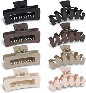 8 Pack 4.4 Inch Large Hair Claw Clips for Women Thin Thick Hair, Big Matte Square Hair Clips,Stro... | Amazon (UK)