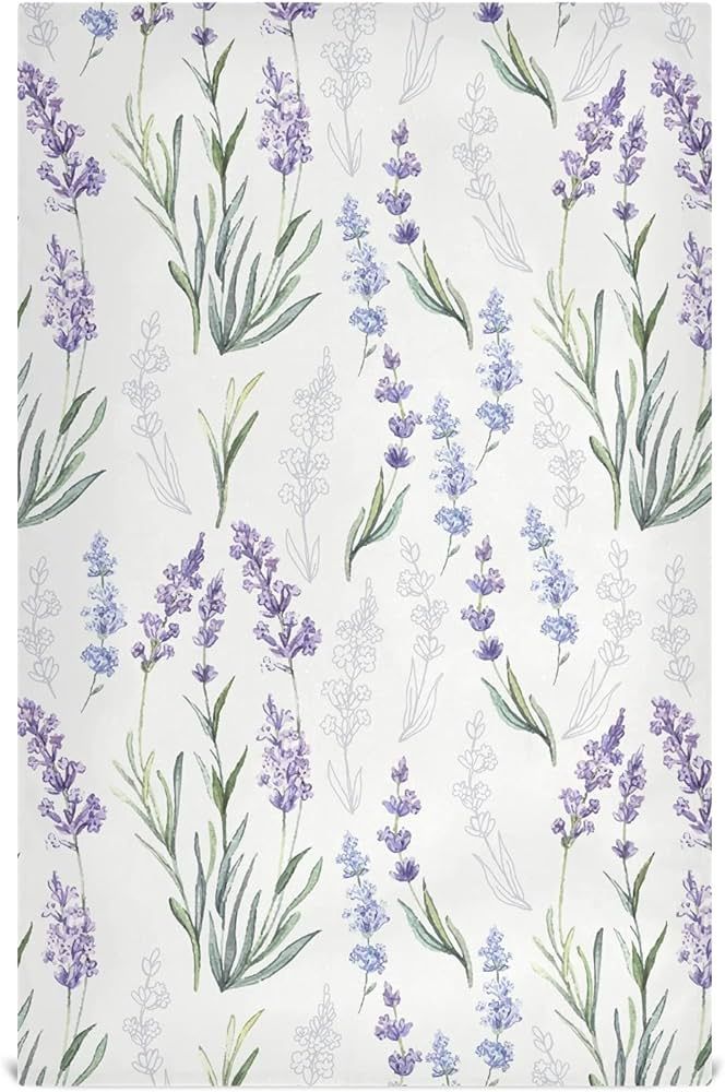 Purple Lavender Flowers Leaves Dish Towel Cloth Kitchen Bath Hand Towels 18x28 IN Super Absorbent... | Amazon (US)