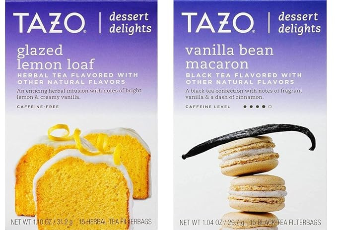 Tazo Dessert Inspired Flavored Tea 2 Flavor Variety Bundle, (1) each: Glazed Lemon Loaf and Vanil... | Amazon (US)