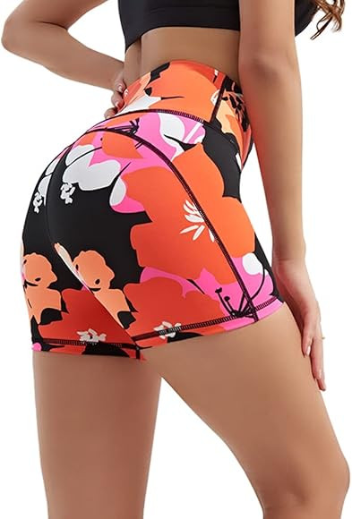 Zengjo Womens Bike Shorts 4 Inch-High Waisted Yoga Volleyball Running Workout Dance Printed Compr... | Amazon (US)