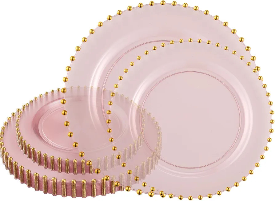 PLASTICPRO 32 Piece Combo Plastic Dinner Plates Disposable Plastic Fancy Heavy Duty Party Dishes ... | Amazon (US)