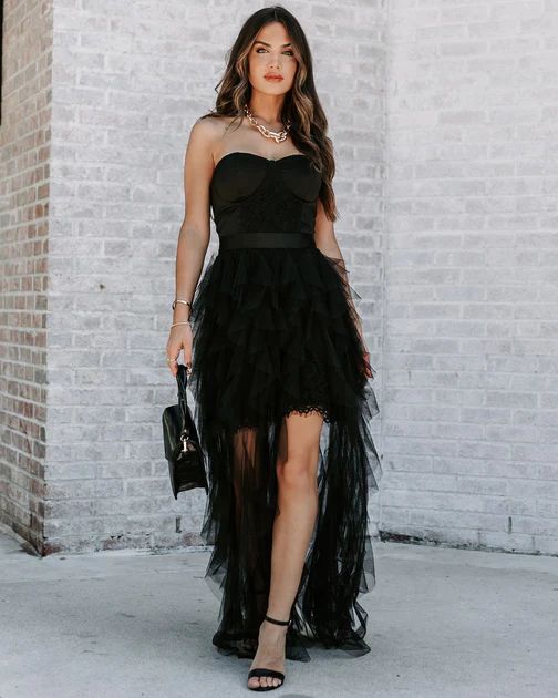 For Eternity Tulle Ruffle Maxi Skirt - Black | VICI Collection