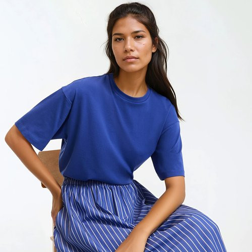 Loose Fit T-Shirt with Crew Neck and Short Sleeves | La Redoute (UK)