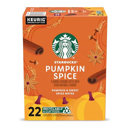Starbucks K-Cup Coffee Pods, Pumpkin Spice Flavored for Keurig Coffee Makers, 100% Arabica, Limited Edition, 1 Box (22 Pods) | Amazon (US)