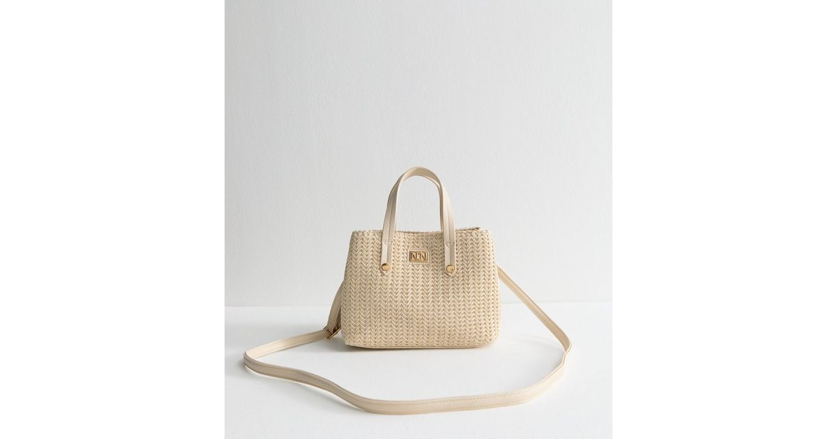 Cream Faux Leather Woven Mini Tote Bag | New Look | New Look (UK)
