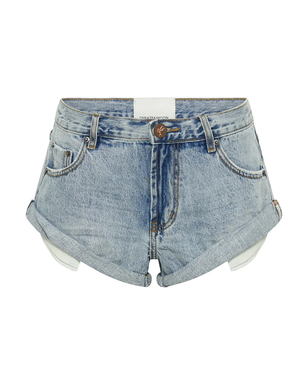 Bandits Low Waist Denim Shorts - Ocean Blue | One Teaspoon | OneTeaspoon