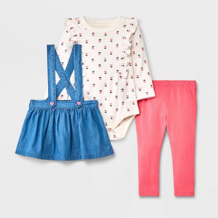 Baby Girls' Denim Skirtall Set - Cat & Jack™ Cream | Target