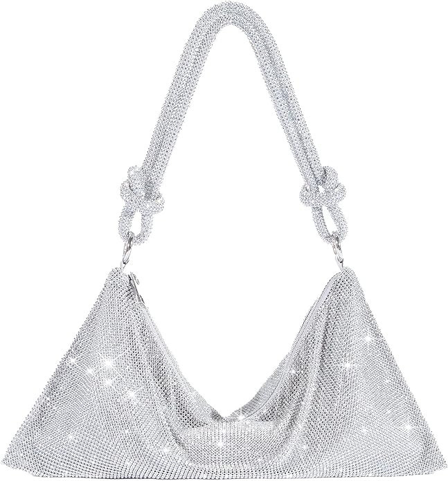 TOPALL Rhinestone Purse Sparkly Bag Silver Diamond Purses for Women Upgrade Evening Prom Rhinesto... | Amazon (US)