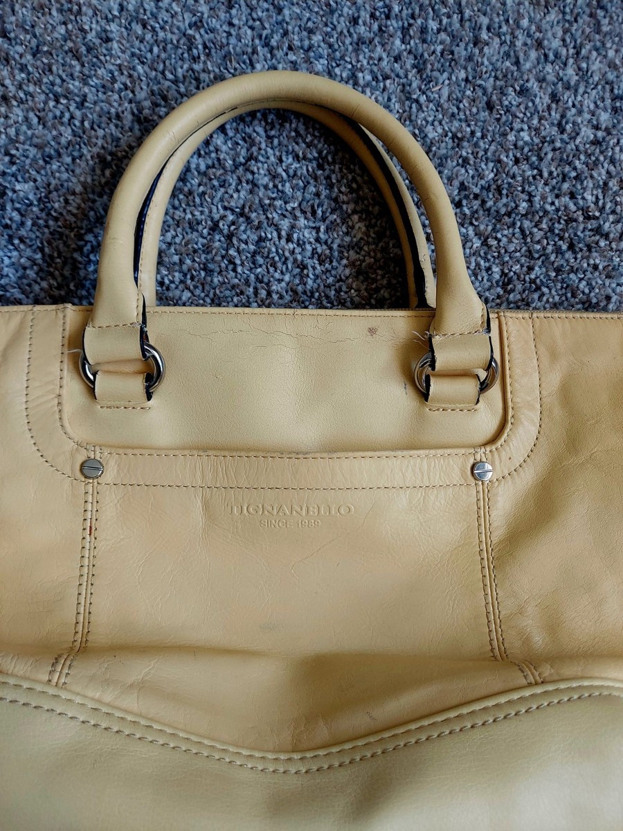Tignanello Yellow Satchel Silver Hardware Studded Accents Double Handles Women | eBay | eBay US