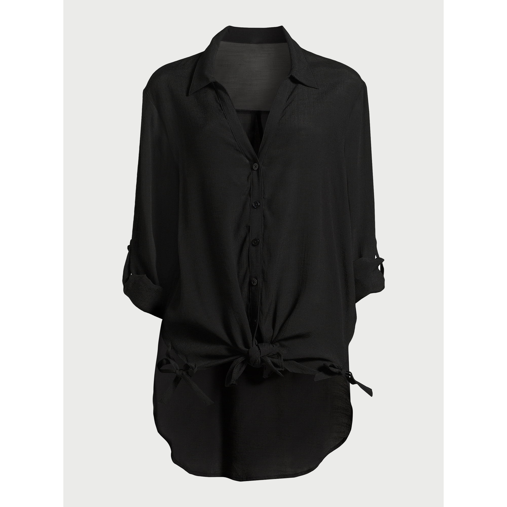 Time and Tru Women's and Women's Plus Shirt Coverup with Long Sleeves, Sizes XS-2X | Walmart (US)